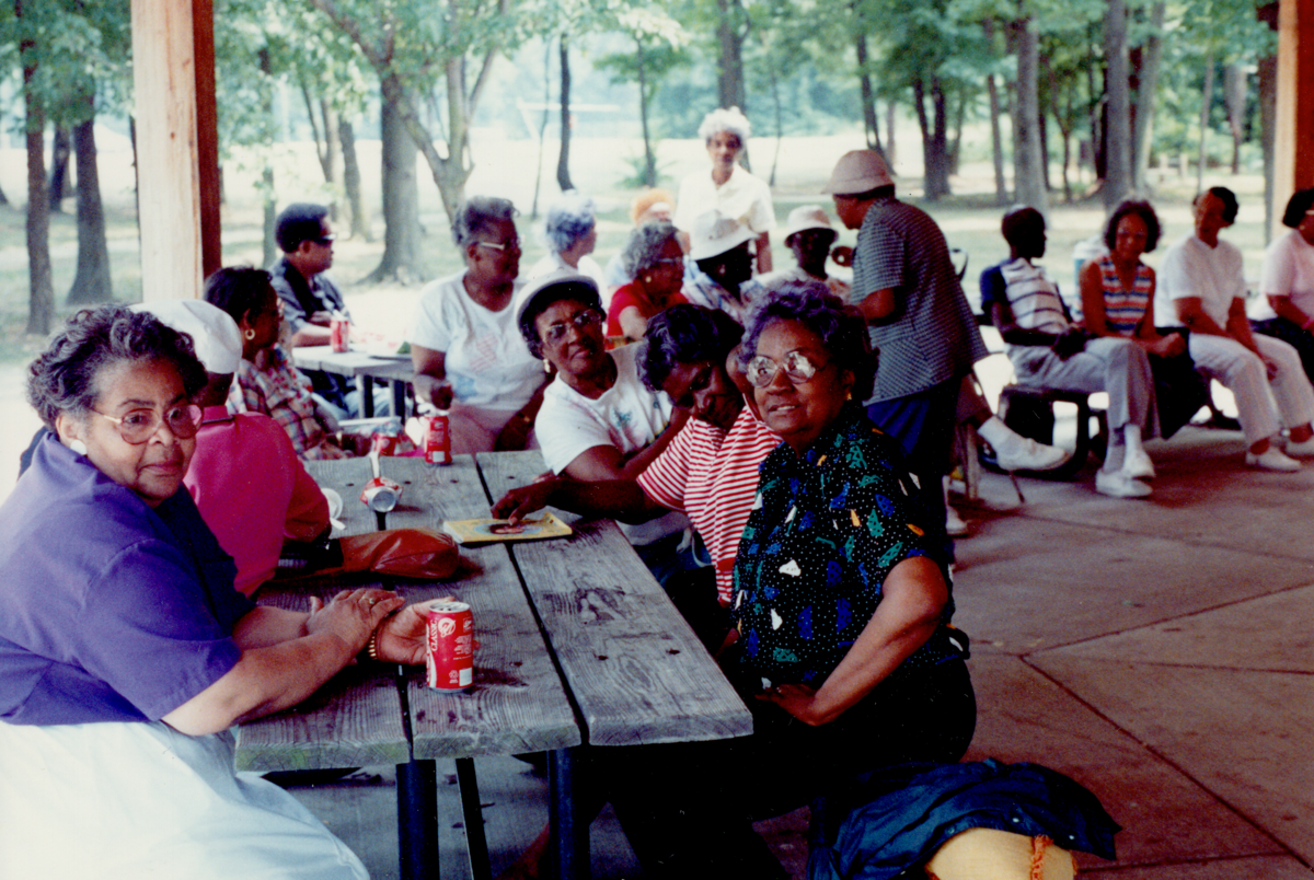 Senior Citizen's picnic. Johnson, Pitts, Audrey Smith. At Lakeland Park 