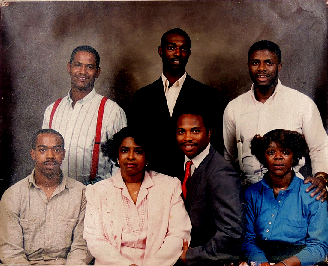 Bill's wife with all of her children. Clockwise starting from left & going up/around - Michael, Glenn, Luther, Gary, Marsha, Guy. 
