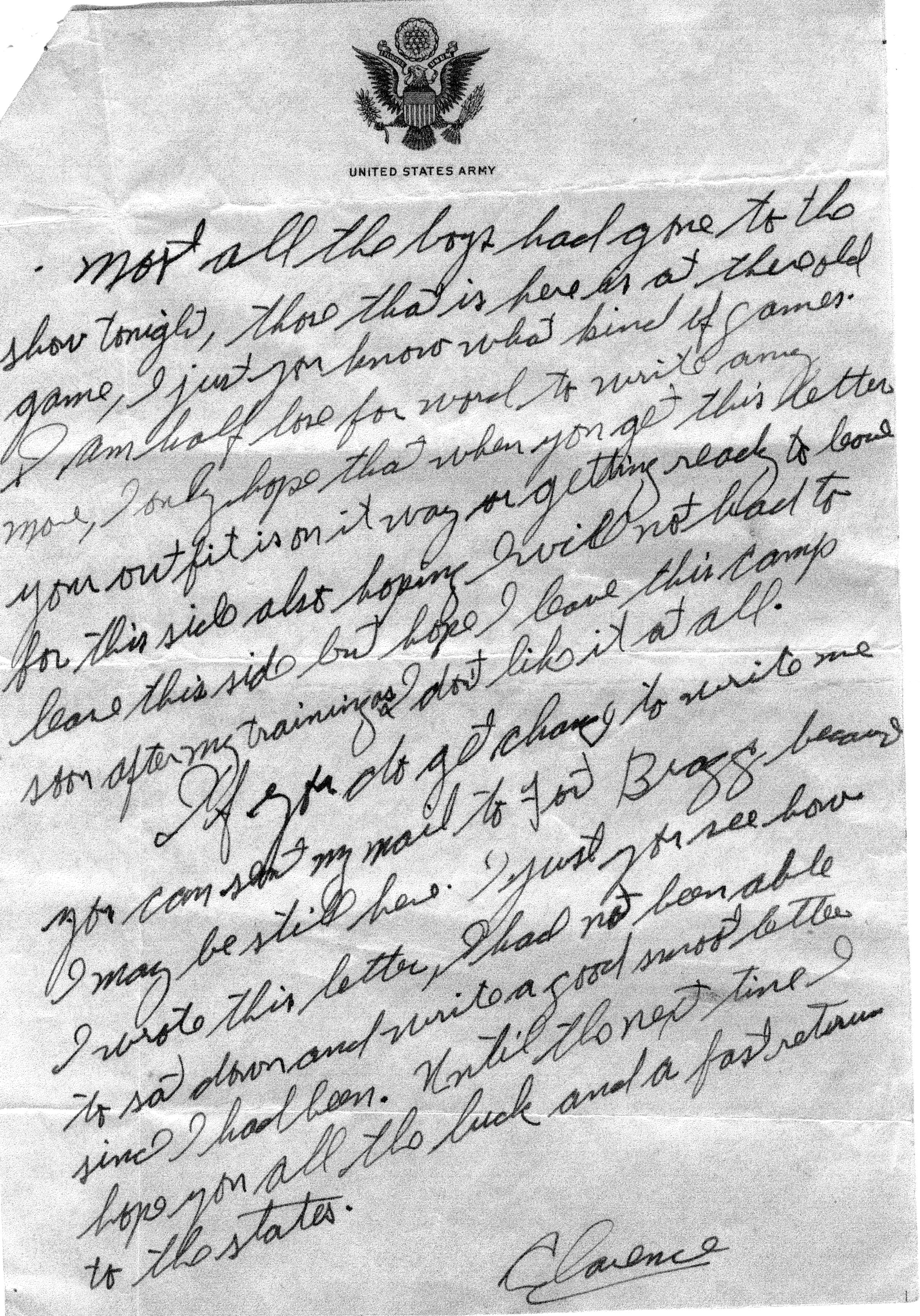 Clarence Gray Letter