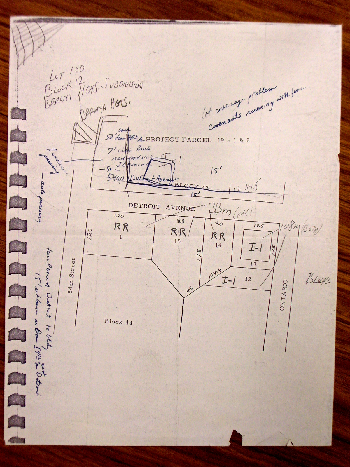 Plat of Project Parcel 19 - 1 & 2 hand written notations