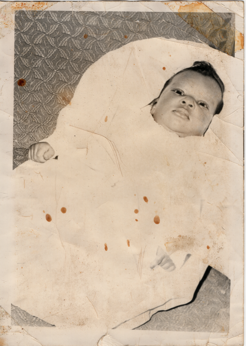 James Randolph Haliburton Jr. written on back. Donor's oldest brother - born nine years before donor, so born in 1931. Photo taken shortly after his birth. Other older brother Zeke was born in 1933.