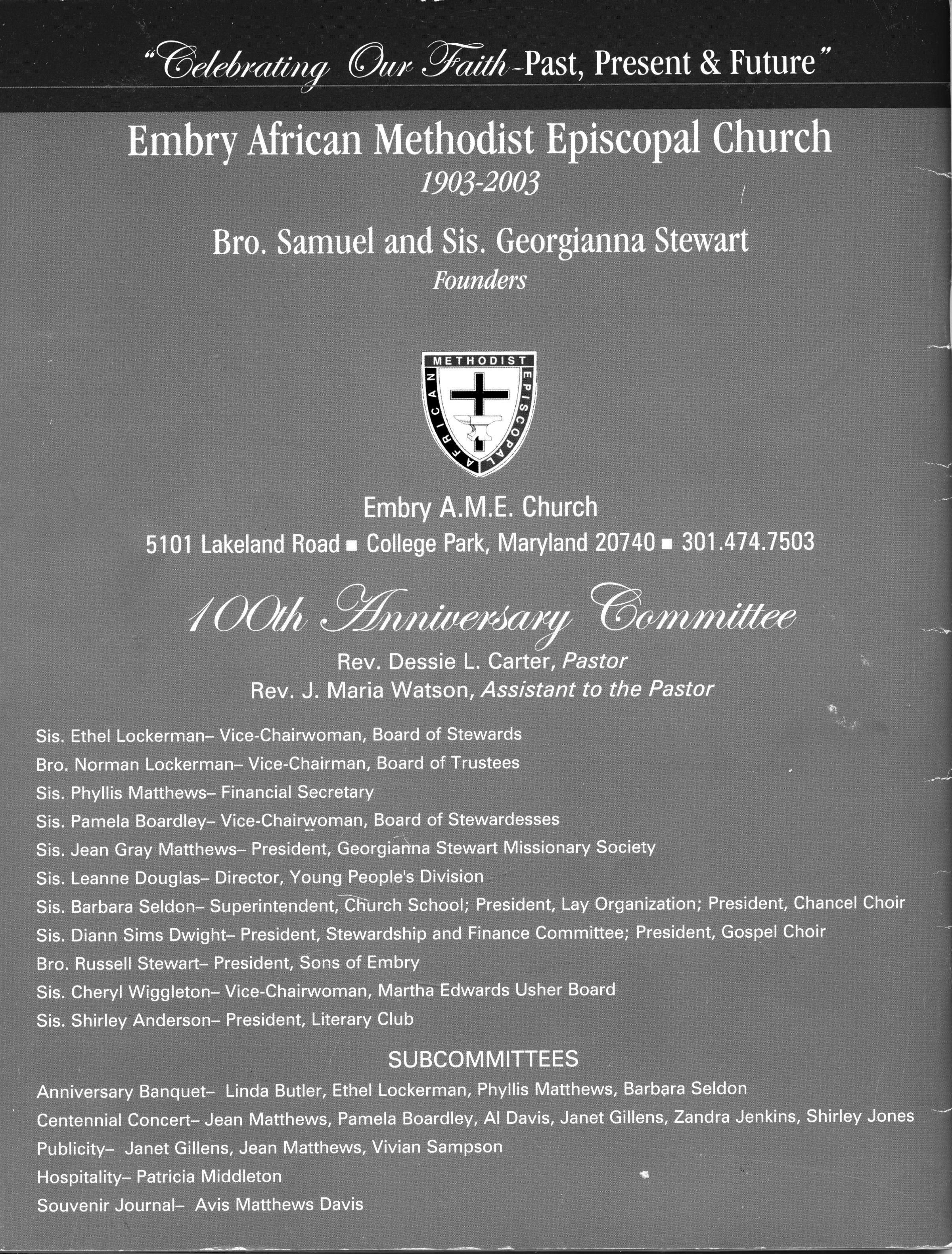 100th Anniversary Embry AME Church