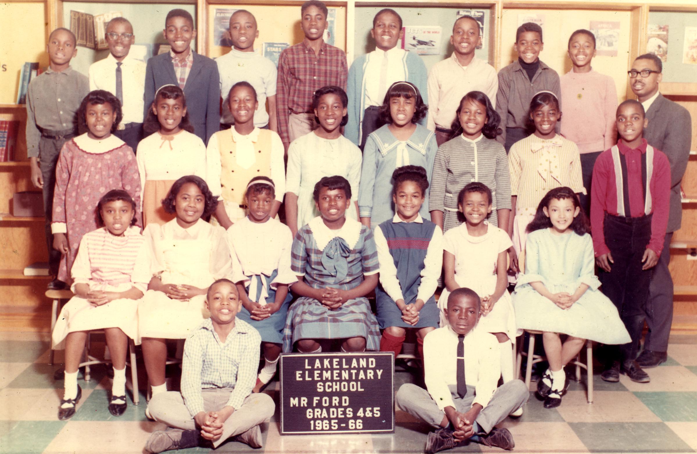 Mr. Ford with Fourth and Fifth Grade Class (color version)