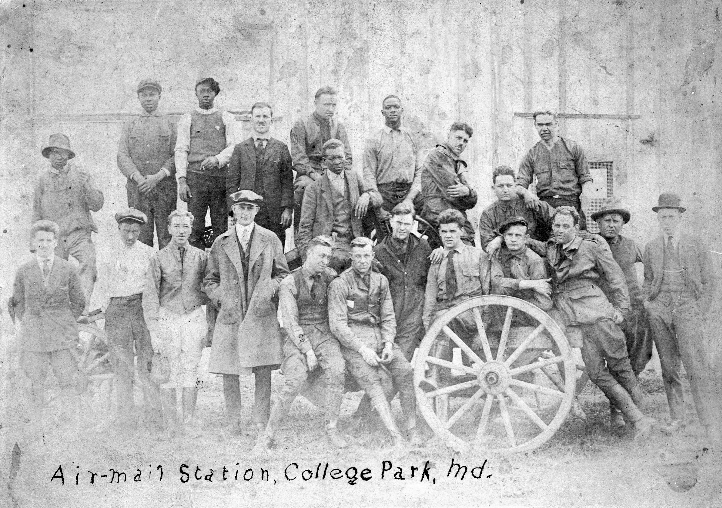 Workers at College Park Airfield
