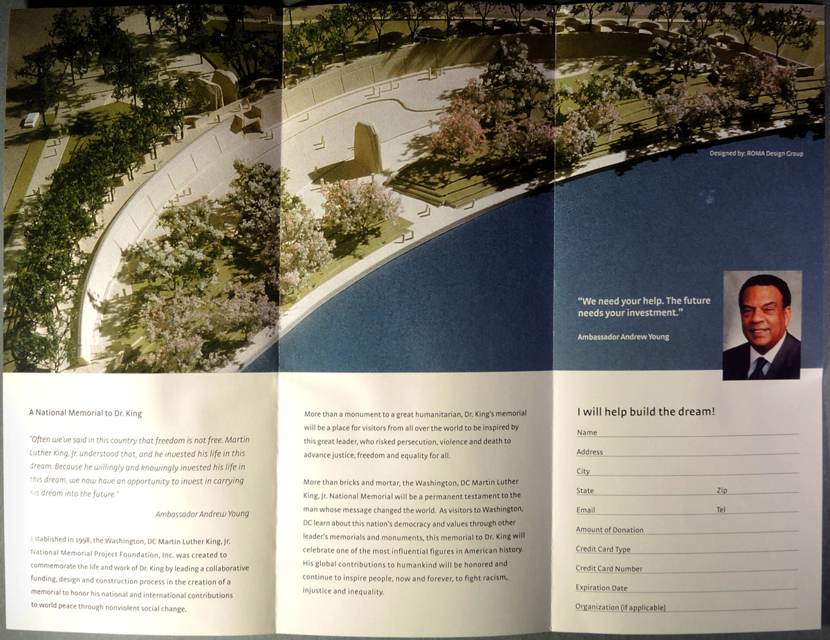 Brochure for Martin Luther King, Jr. Memorial in DC