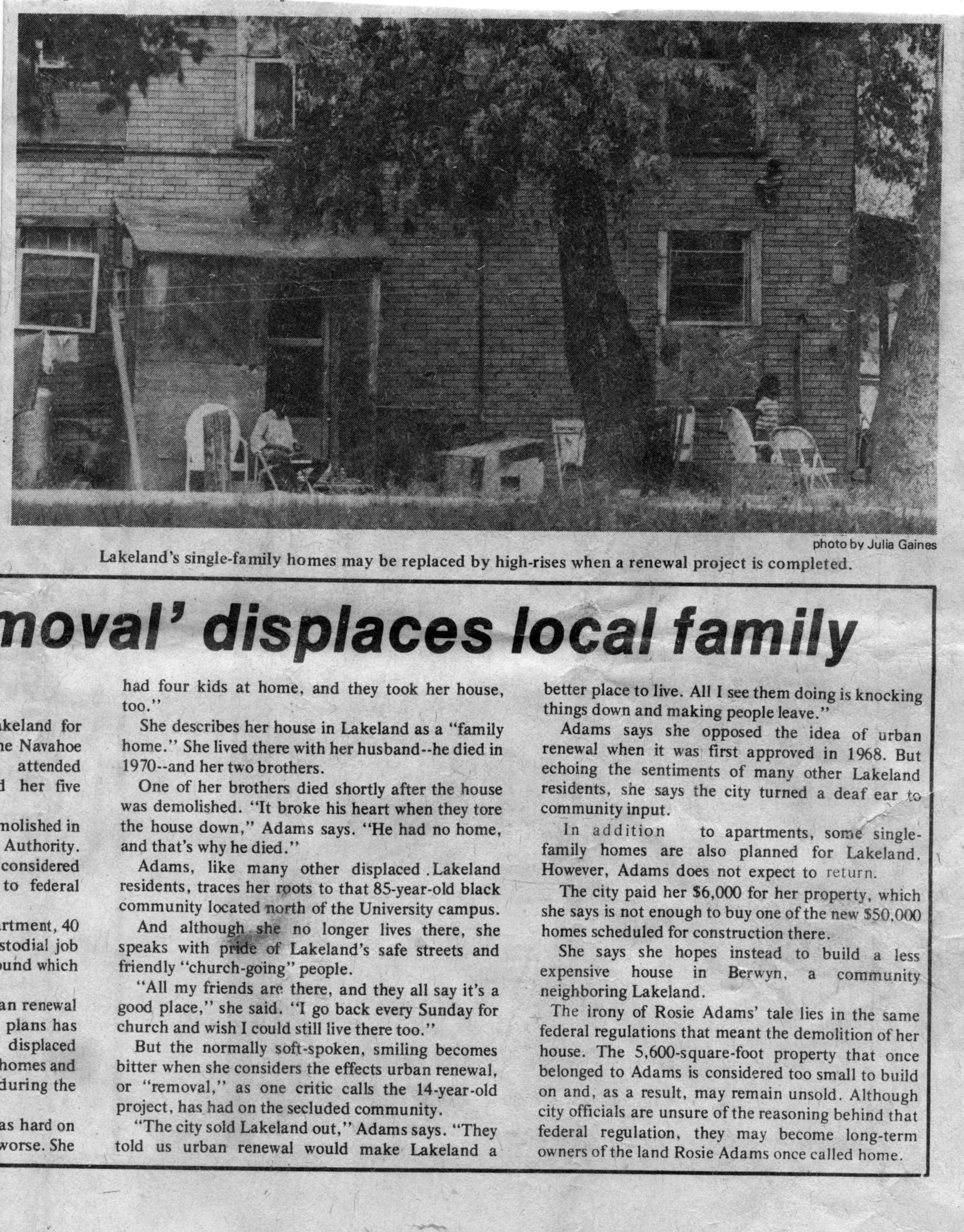 Removal’ displaces local family